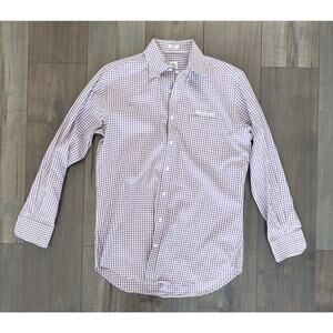 Peter Millar Mens Medium Shirt Purple Gingham Check Long Sleeve Button-Up Cotton